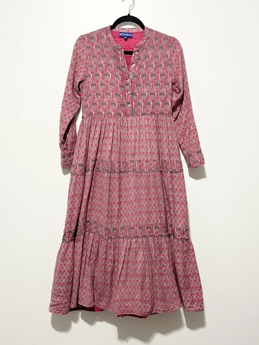 Ro's Garden Womens Diwali Tiered Midi Dress XS (Fits XXS) Bohemian Modest Cotton